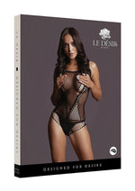 Load image into Gallery viewer, Le Desir Contrast Net Teddy - Black - One Size
