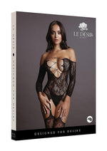 Load image into Gallery viewer, Le Desir Criss Cross Neck Bodystocking - Black - One Size
