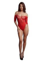 Load image into Gallery viewer, Le Desir Crotchless Rhinestone Teddy - Red - One Size
