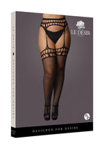 Load image into Gallery viewer, Le Desir Garterbelt Stockings with Open Design - Black - Queen
