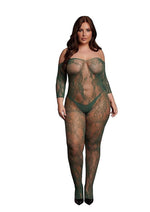 Load image into Gallery viewer, Le Desir Lace Long Sleeved Bodystocking - Green - Queen
