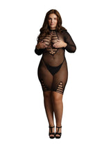 Load image into Gallery viewer, Le Desir Long Sleeve Fishnet Dress - Black - Queen