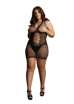 Load image into Gallery viewer, Le Desir Peek-A-Boo Fishnet Dress - Black - Queen