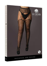 Load image into Gallery viewer, Le Desir Suspender Leopard Pantyhose - Animal Print/Black - Queen