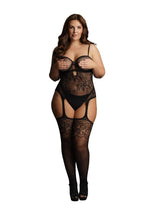 Load image into Gallery viewer, Le Desir Suspender Rhinestone Bodystocking - Black - Queen
