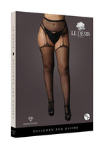 Load image into Gallery viewer, Le Desir Suspender Rhinestone Pantyhose - Black - Queen