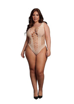 Load image into Gallery viewer, Le Desir V-Neck Teddy with Opaque Panels - Beige/Tan - Queen
