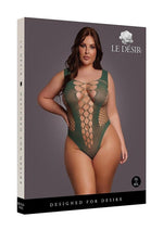 Load image into Gallery viewer, Le Desir V-Neck Teddy with Opaque Panels - Green - Queen
