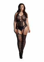 Load image into Gallery viewer, Le Desire Lace Suspender Bodystocking - Black - Queen
