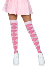 Load image into Gallery viewer, Leg Avenue Argyle Knit Over The Knee Socks - Pink - One Size