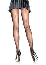 Load image into Gallery viewer, Leg Avenue Backseam Sheer Pantyhose - Black - Queen/XLarge/XXLarge
