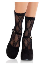 Load image into Gallery viewer, Leg Avenue Bow Net Anklets - Black - One Size