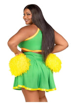 Load image into Gallery viewer, Leg Avenue Bring It Baddie Set Top with Cheer Logo, Pleated Skirt and Pom Pom