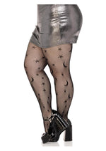Load image into Gallery viewer, Leg Avenue Celestial Net Tights - 1x-2x - Black