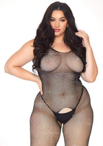 Load image into Gallery viewer, Leg Avenue Crystalized Fishnet Tank Bodystocking - Black - Queen/XLarge/XXLarge
