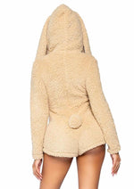Load image into Gallery viewer, Leg Avenue Cuddle Bunny Ultra Soft Zip Up Teddy with Bunny Ear Hood and Cute Bunny Tail - Beige - Small
