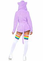 Load image into Gallery viewer, Leg Avenue Cuddle Kitty Ultra Soft Zip Up Romper with Cat Ear Hood and Tail - Lavender/Purple - Small
