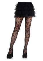 Load image into Gallery viewer, Leg Avenue Double Heart Net Tights - Black - One Size