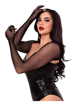 Load image into Gallery viewer, Leg Avenue Fishnet Fingerless Gloved Shrug - Black - One Size