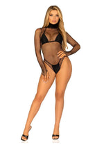 Load image into Gallery viewer, Leg Avenue Fishnet High Neck Long Sleeved Bodysuit with Snap Crotch

