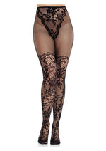 Load image into Gallery viewer, Leg Avenue French Cut Dahlia Lace Tights with Net Thigh Detail