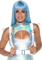 Load image into Gallery viewer, Leg Avenue Furry Angel Wing Body Harness - White - One Size
