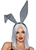 Load image into Gallery viewer, Leg Avenue Glitter Bunny Ears - Silver - One Size

