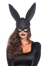 Load image into Gallery viewer, Leg Avenue Glitter Masquerade Bunny Mask - Black - One Size
