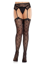 Load image into Gallery viewer, Leg Avenue Heart Lace Trimmed Heart Net Stockings with Attached Garter Belt
