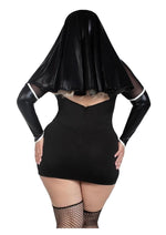 Load image into Gallery viewer, Leg Avenue Holy Hottie Set Boned Garter Dress with Cross Accents and Nun Habit (2 Piece) - 1x/2x - Black/White