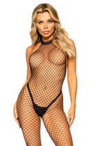 Load image into Gallery viewer, Leg Avenue Industrial Net Racer Neck Backless Bodystocking - Black - One Size
