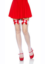 Load image into Gallery viewer, Leg Avenue Industrial Net Thigh High - Red/White - One Size
