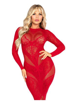 Load image into Gallery viewer, Leg Avenue Lace and Net Body Con Gown with Heart Keyhole Detail