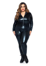 Load image into Gallery viewer, Leg Avenue Lame Zipper Front Cat Suit - 1x/2x