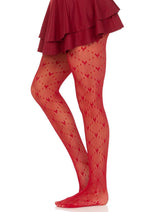 Load image into Gallery viewer, Leg Avenue Love Struck Heart Net Tights - Red - One Size