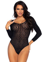 Load image into Gallery viewer, Leg Avenue Mosaic Opaque Snap Crotch Bodysuit - Black - One Size
