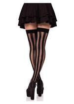 Load image into Gallery viewer, Leg Avenue Net and Opaque Striped Thigh Highs