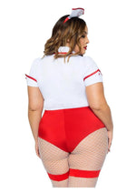 Load image into Gallery viewer, Leg Avenue Nurse Feelgood Snap Crotch Garter Bodysuit with Attached Apron and Hat Headband
