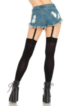 Load image into Gallery viewer, Leg Avenue Opaque Thigh Highs with Attached Clip Garter
