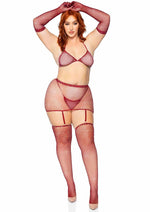 Load image into Gallery viewer, Leg Avenue Rhinestone Fishnet Garter Skirt Set with Bikini Top, G-String, Gloves and Matching Stockings
