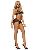 Load image into Gallery viewer, Leg Avenue Rhinestone Mesh Bra Top with Ring Accent, G-String Panty and Matching Sarong
