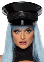 Load image into Gallery viewer, Leg Avenue Rhinestone Trimmed Military Hat - Black
