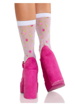 Load image into Gallery viewer, Leg Avenue Rosette Jacquard Spandex Sheer Anklets