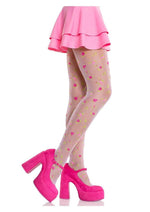 Load image into Gallery viewer, Leg Avenue Rosette Jacquard Spandex Sheer Tights - Multicolor - One Size