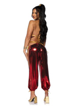 Load image into Gallery viewer, Leg Avenue Ruby Desert Princess Lame Bikini Top and Split Leg Cut-Out Harem Pants with Side Ties
