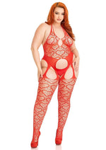 Load image into Gallery viewer, Leg Avenue Seamless Heart Net Suspender Bodystocking
