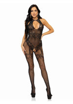 Load image into Gallery viewer, Leg Avenue Seamless Rhinestone Fishnet Bodystocking with Keyhole and Lace Lingerie Detail
