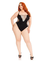 Load image into Gallery viewer, Leg Avenue Seamless Shredded Racer Back Thong Bodysuit - 1x-2x