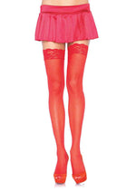 Load image into Gallery viewer, Leg Avenue Sheer Nylon Thigh High with Lace Top - Red - One Size
