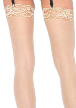 Load image into Gallery viewer, Leg Avenue Sheer Stocking with Back Seam Lace Top - Black - One Size